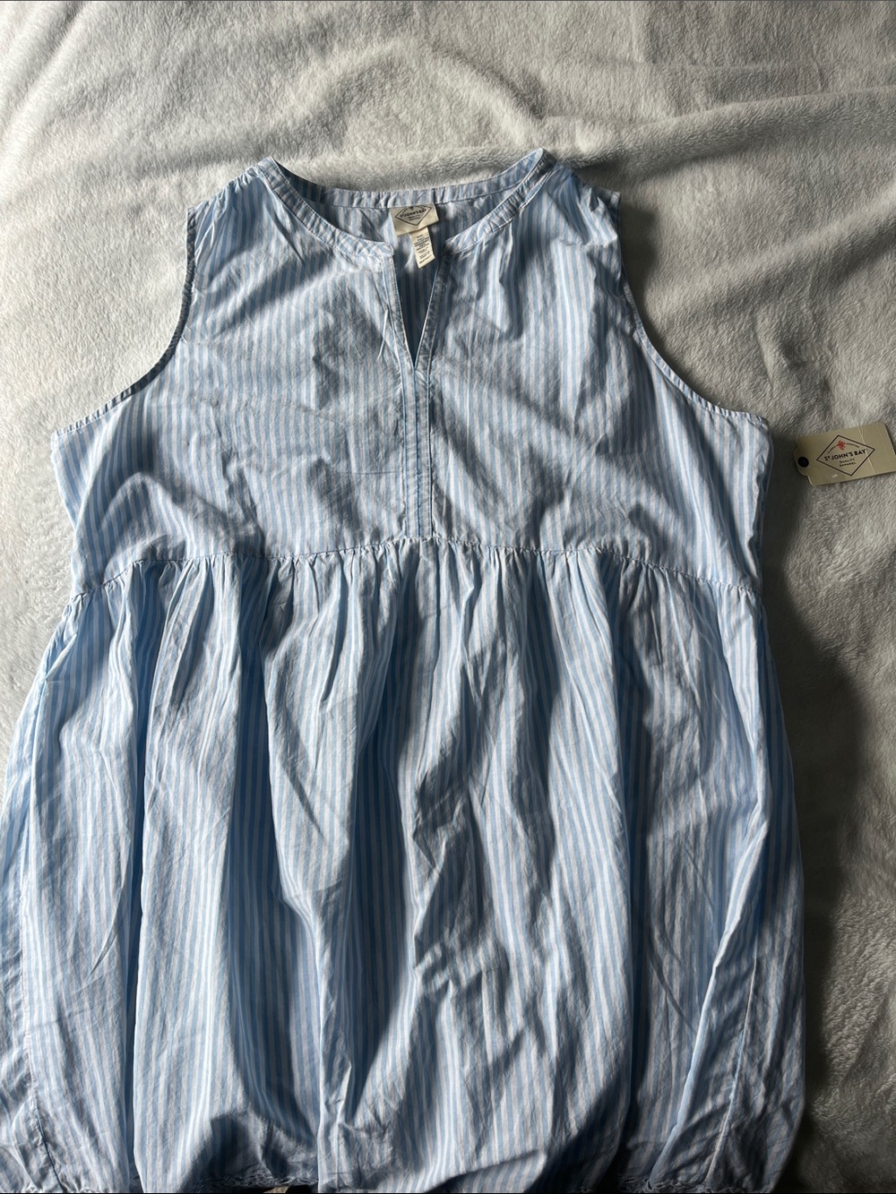 St. John's Bay Light Blue & White Striped Sleeveless Dress
